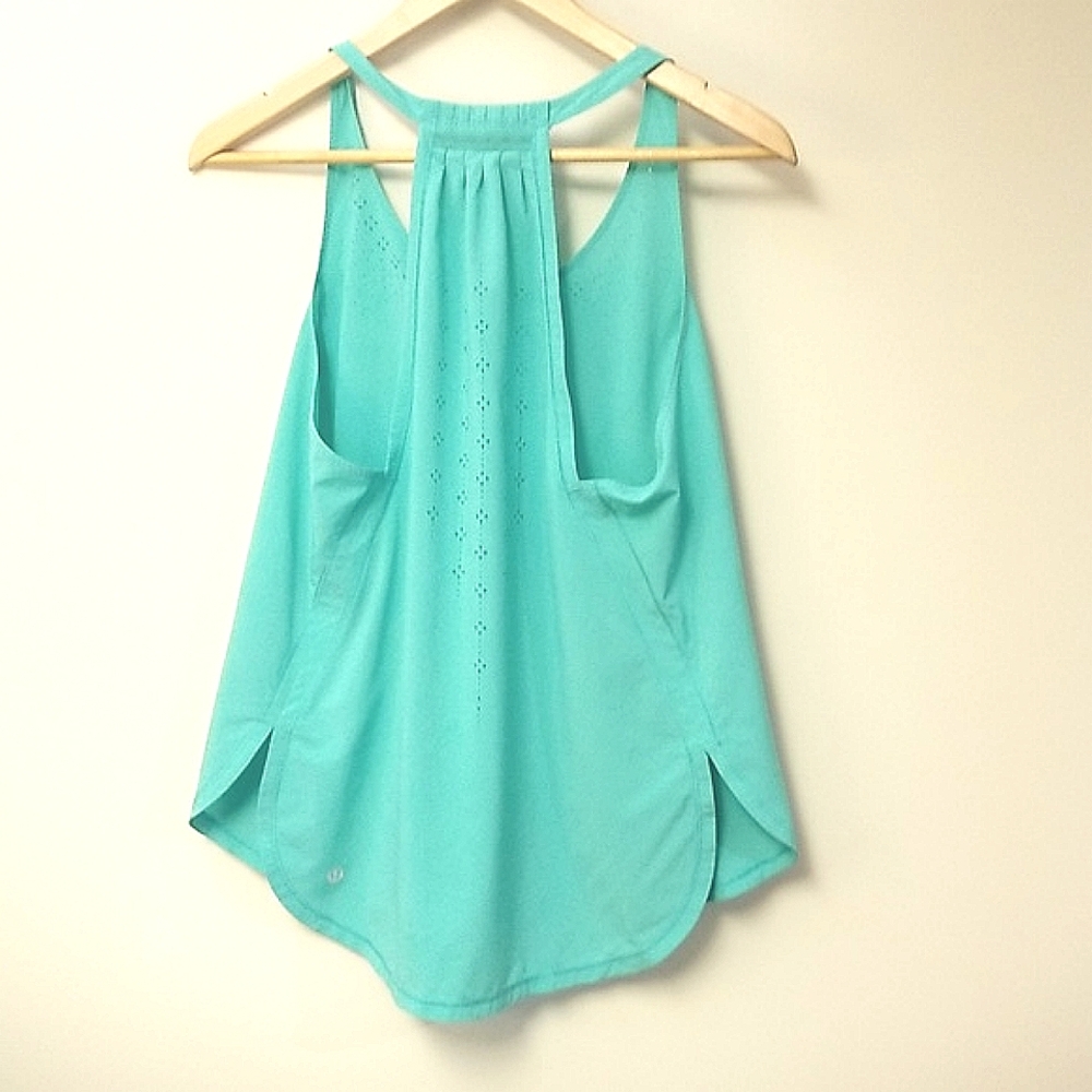 lululemon athletica Aqua Green V-Neck Athletic Tank - Picture 6 of 7